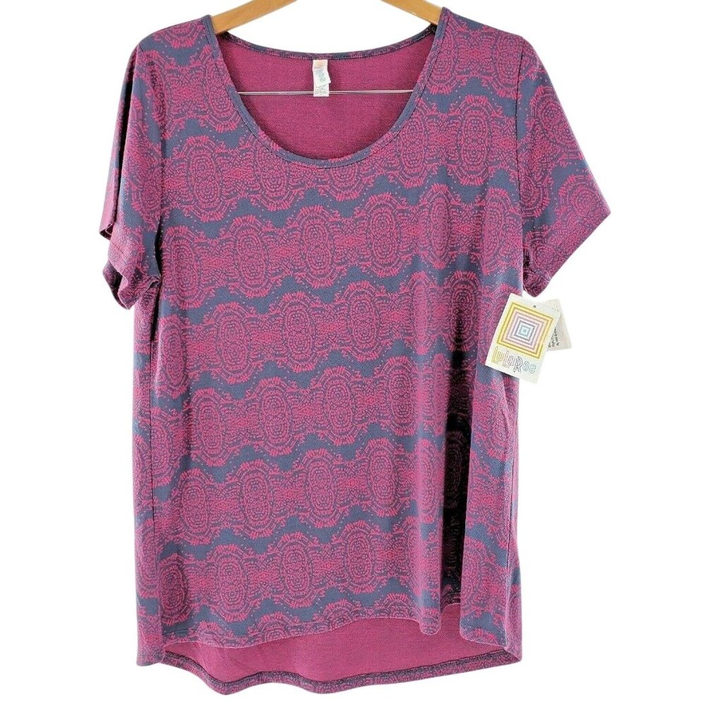 LuLaRoe Classic T L (14 - 16) Purple Pink Abstract New With Tag NWT Large